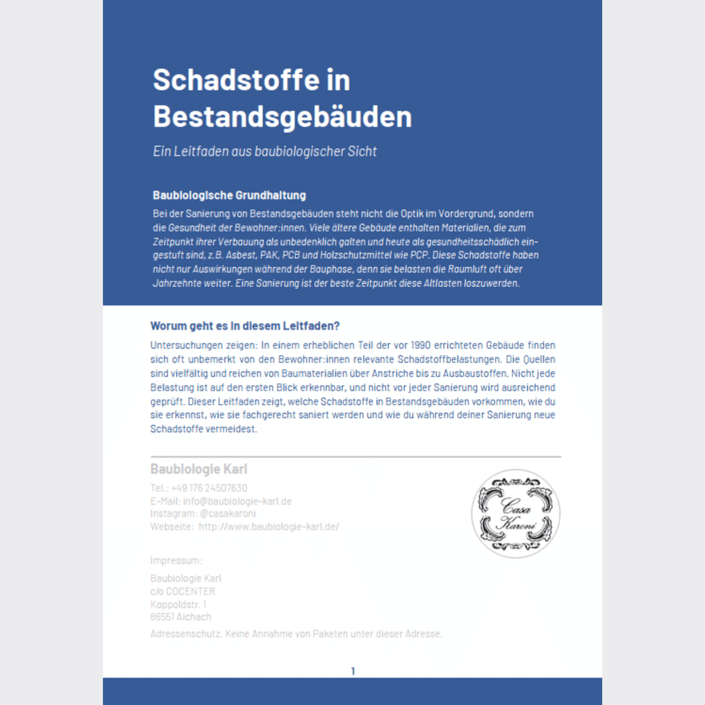Schadstoffe in Bestandsgebäuden. Ein Leitfaden aus baubiologischer Sicht