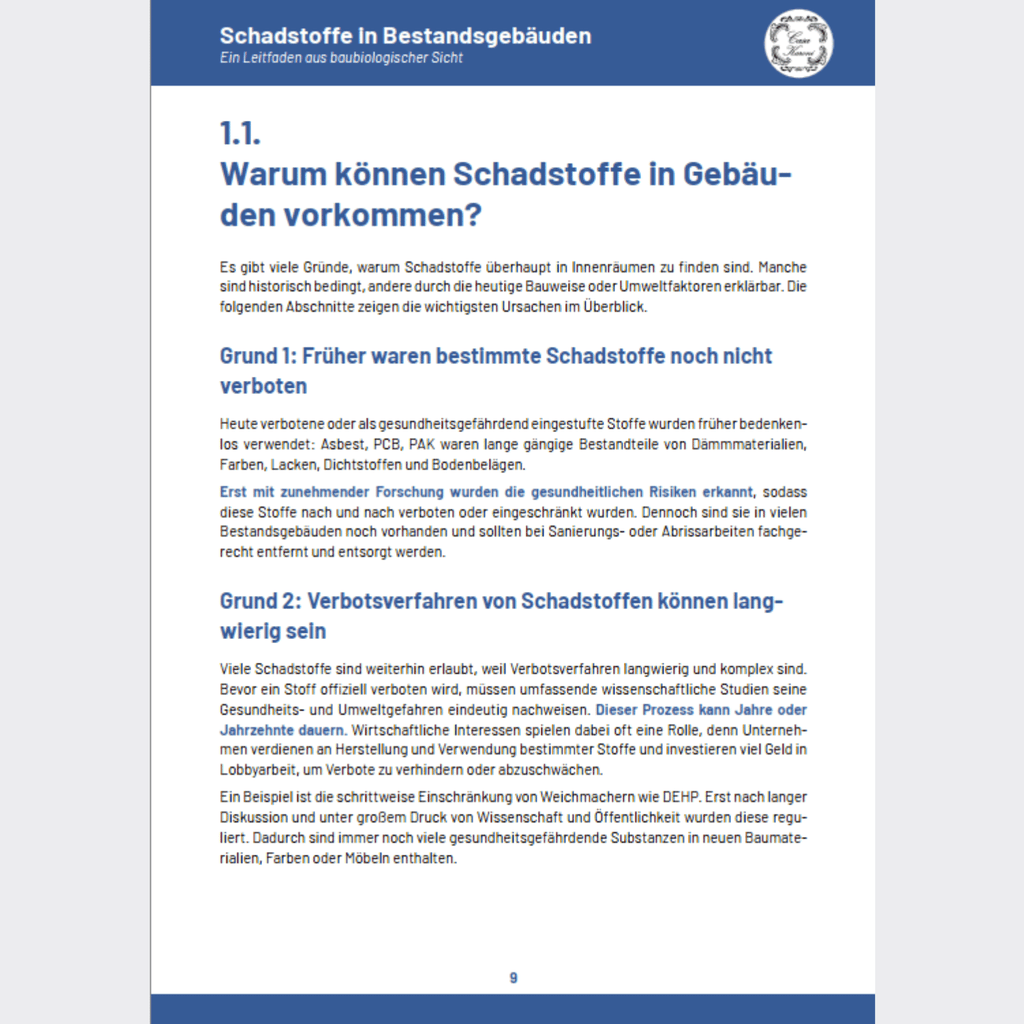 Schadstoffe in Bestandsgebäuden. Ein Leitfaden aus baubiologischer Sicht