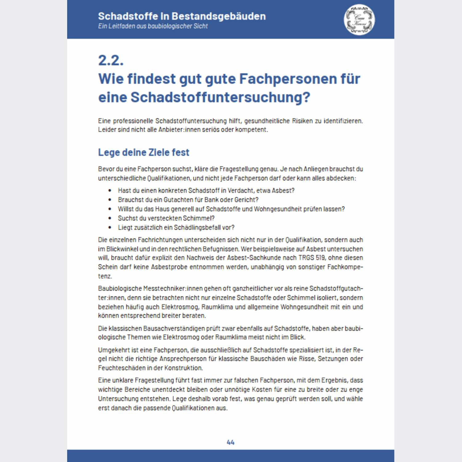 Schadstoffe in Bestandsgebäuden. Ein Leitfaden aus baubiologischer Sicht